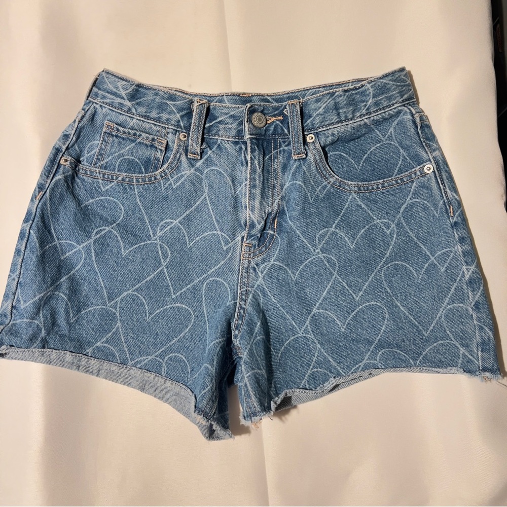 Old Navy Blue Jean Shorts Heart Design